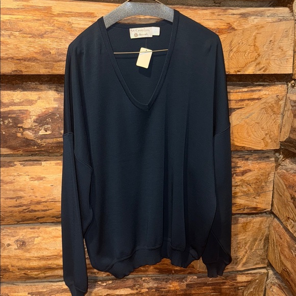 💙Gorgeous Vintage XL Wool St.Croix Expressly For Bellesons’s Knit Navy Sweater